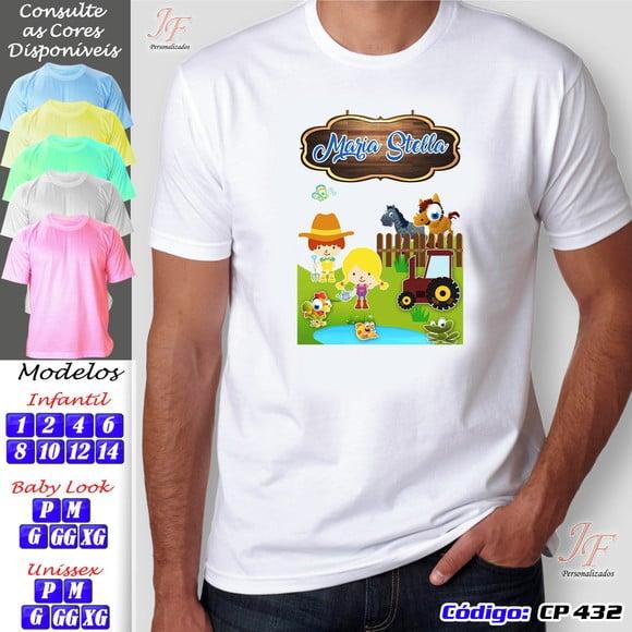 01 Camiseta Adulto Infantil Fazendinha Personalizada