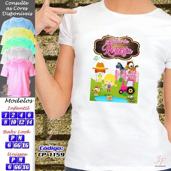 01 Camiseta Adulto Infantil Fazendinha Personalizada