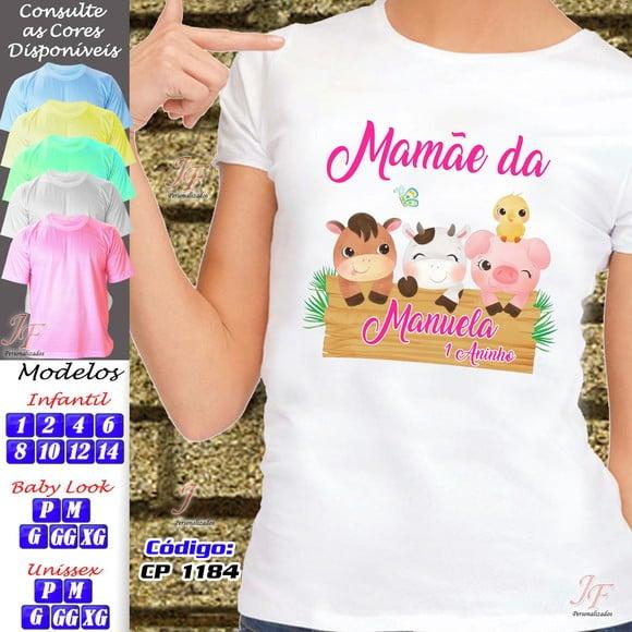 01 Camiseta Adulto Infantil Fazendinha Personalizada