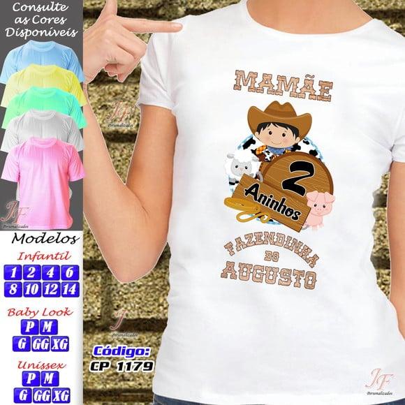 01 Camiseta Adulto Infantil Fazendinha Personalizada