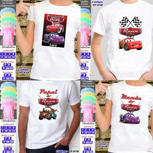 01 Camiseta Adulto Infantil Macqueen Carros Personalizada
