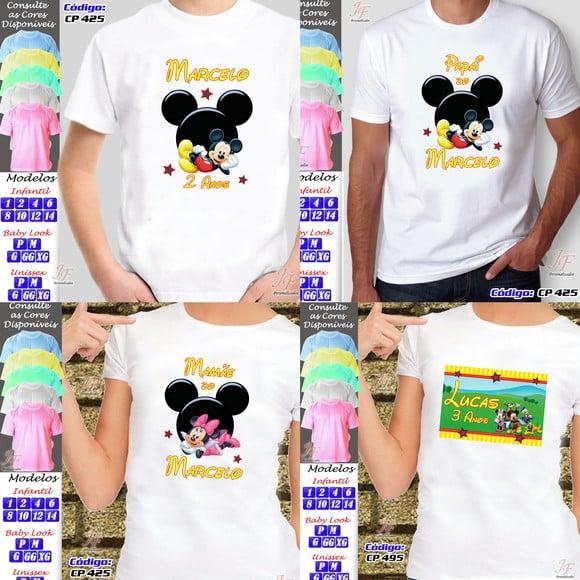01 Camiseta adulto Infantil Mickey Mouse Personalizada