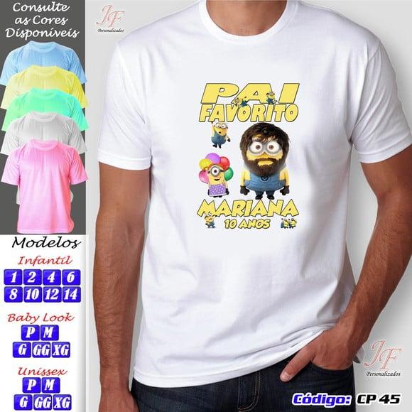 01 Camiseta Adulto Infantil Minions Personalizada