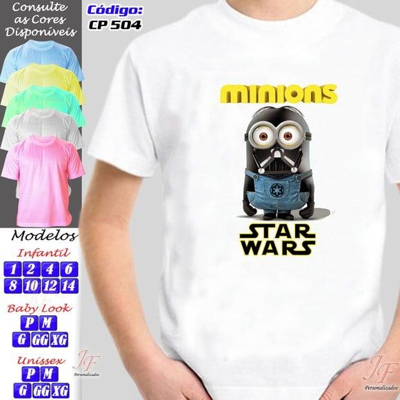01 Camiseta Adulto Infantil Minions Star Wars Personalizada