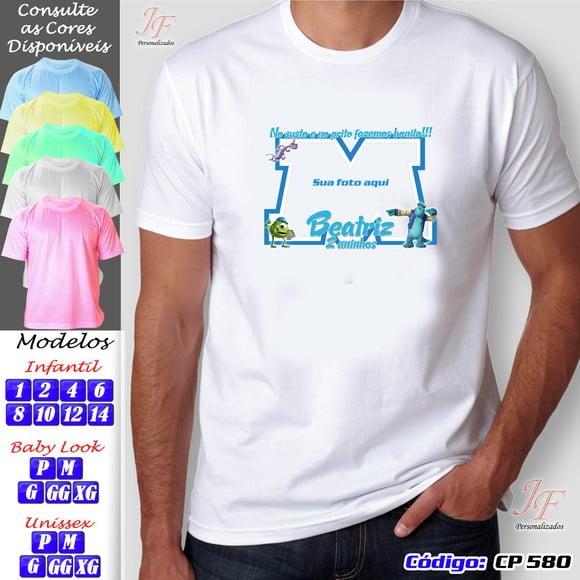 01 Camiseta Adulto Infantil Monstros SA Personalizada