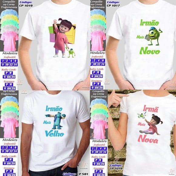 01 Camiseta Adulto Infantil Monstros SA Personalizada