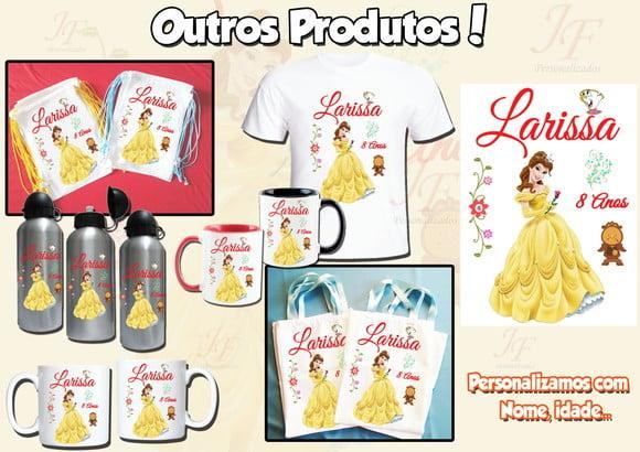 01 Camiseta Adulto Infantil Personalizada A Bela e a Fera