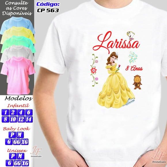 01 Camiseta Adulto Infantil Personalizada A Bela e a Fera