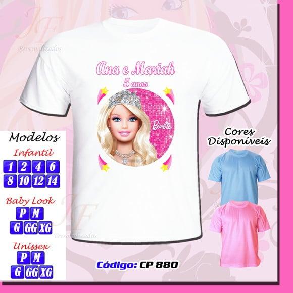 01 Camiseta Adulto Infantil Personalizada Barbie