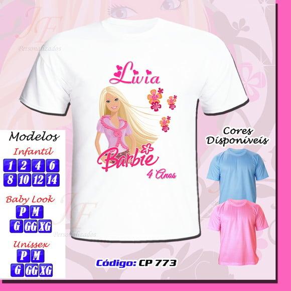 01 Camiseta Adulto Infantil Personalizada Barbie