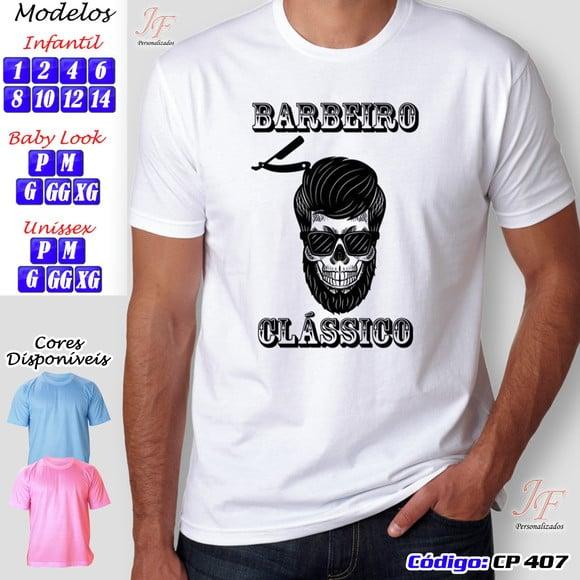 01 Camiseta Adulto Infantil Personalizada Barbeiro