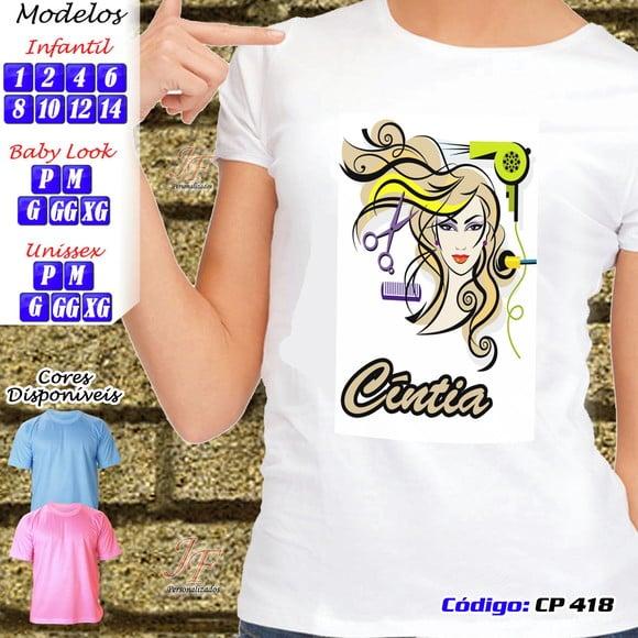01 Camiseta Adulto Infantil Personalizada Cabeleireira
