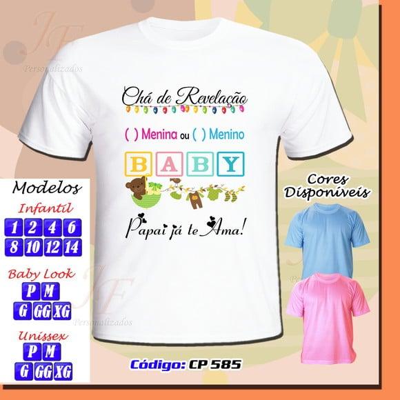 01 Camiseta Adulto Infantil Personalizada Chá de Revelação