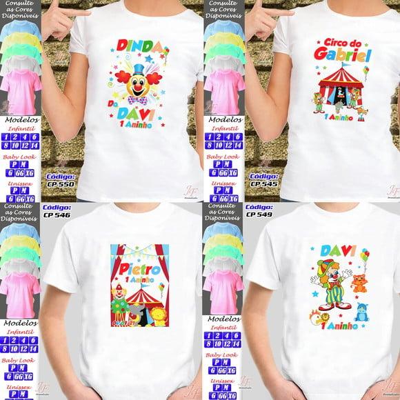 01 Camiseta Adulto Infantil Personalizada Circo
