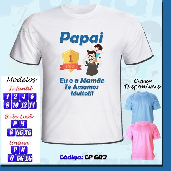 01 Camiseta Adulto Infantil Personalizada Dia dos Pais