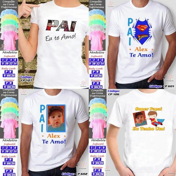 01 Camiseta Adulto Infantil Personalizada Dia dos Pais
