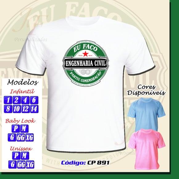 01 Camiseta Adulto Infantil Personalizada Engenharia Civil