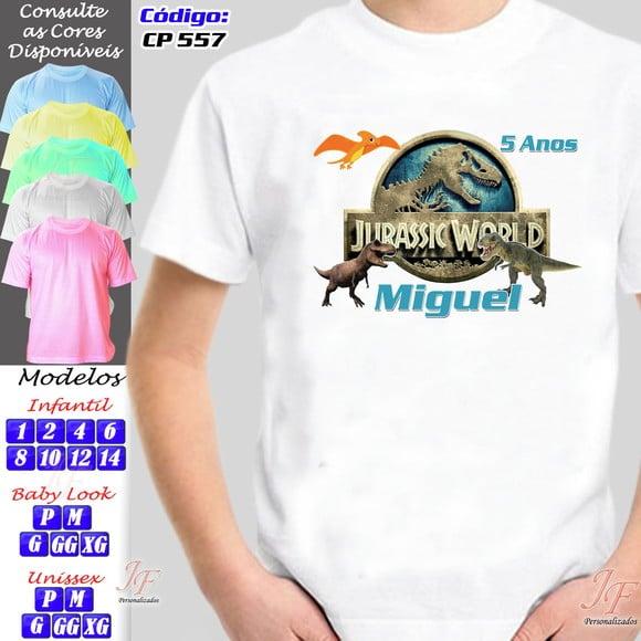 01 Camiseta Adulto Infantil Personalizada Dinossauro