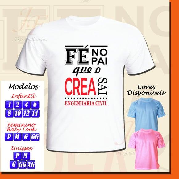 01 Camiseta Adulto Infantil Personalizada Engenharia Civil