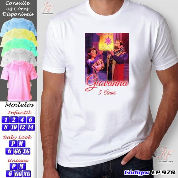 01 Camiseta Adulto Infantil Personalizada Enrolados Rapunzel