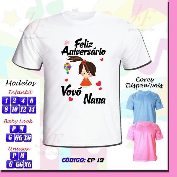 01 Camiseta Adulto Infantil Personalizada Feliz Aniversário