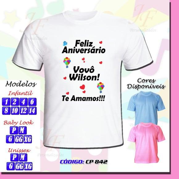 01 Camiseta Adulto Infantil Personalizada Feliz Aniversário