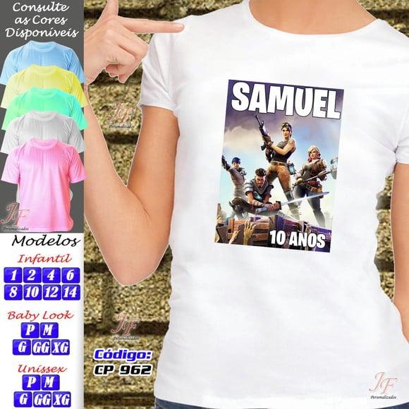 01 Camiseta Adulto Infantil Personalizada Fortnite