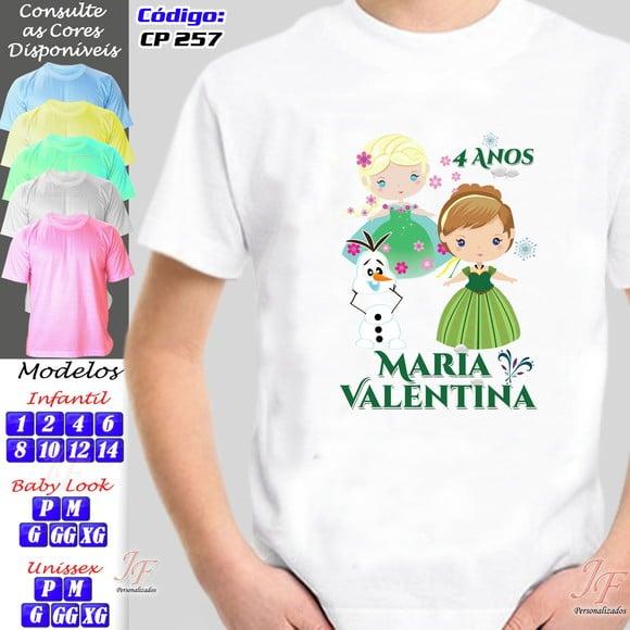 01 Camiseta Adulto Infantil Personalizada Frozen