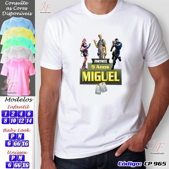 01 Camiseta Adulto Infantil Personalizada Fortnite