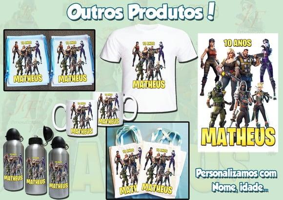 01 Camiseta Adulto Infantil Personalizada Fortnite