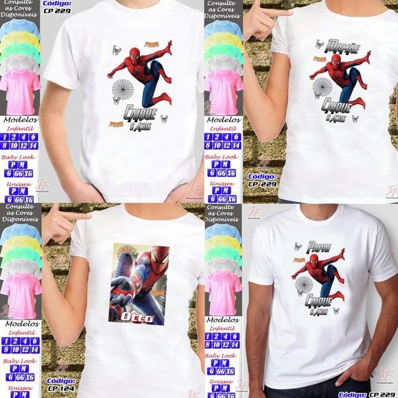 01 Camiseta Adulto Infantil Personalizada Homem Aranha