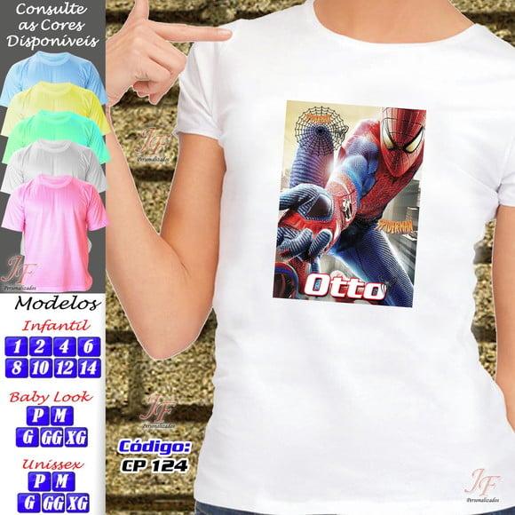 01 Camiseta Adulto Infantil Personalizada Homem Aranha