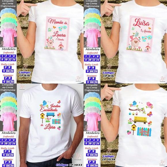 01 Camiseta Adulto Infantil Personalizada Jardim Encantado