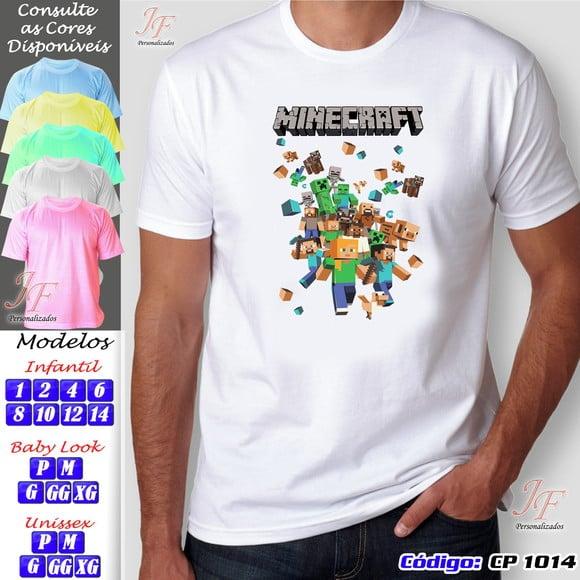 01 Camiseta Adulto Infantil Personalizada Minecraft