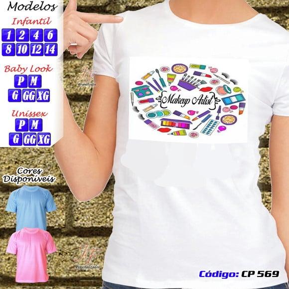 01 Camiseta Adulto Infantil Personalizada Maquiadora