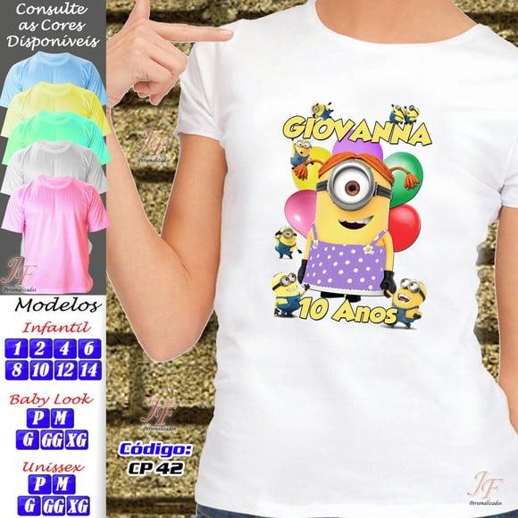 01 Camiseta Adulto Infantil Personalizada Minions