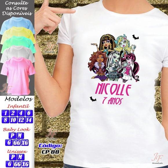01 Camiseta Adulto Infantil Personalizada Monster High