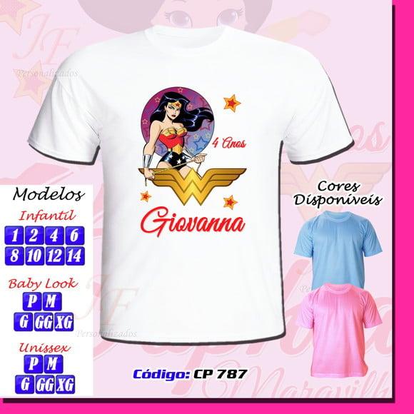 01 Camiseta Adulto Infantil Personalizada Mulher Maravilha