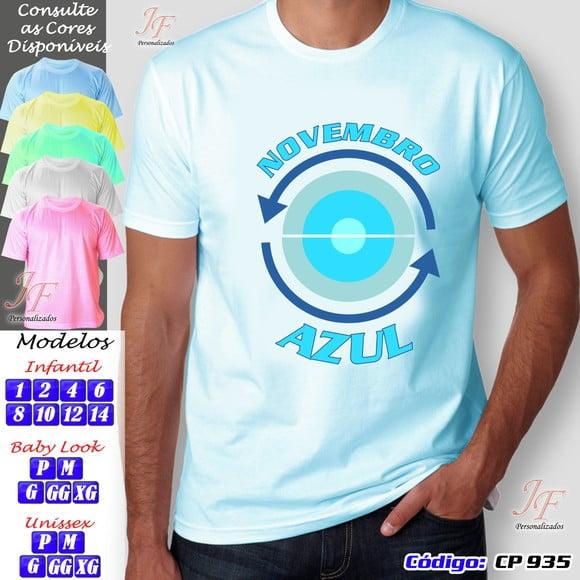 01 Camiseta Adulto Infantil Personalizada Novembro Azul