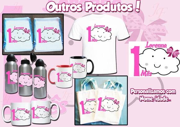 01 Camiseta Adulto Infantil Personalizada Nuvens