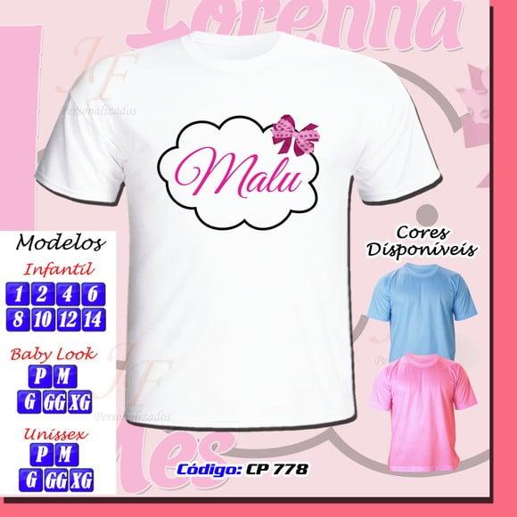 01 Camiseta Adulto Infantil Personalizada Nuvens