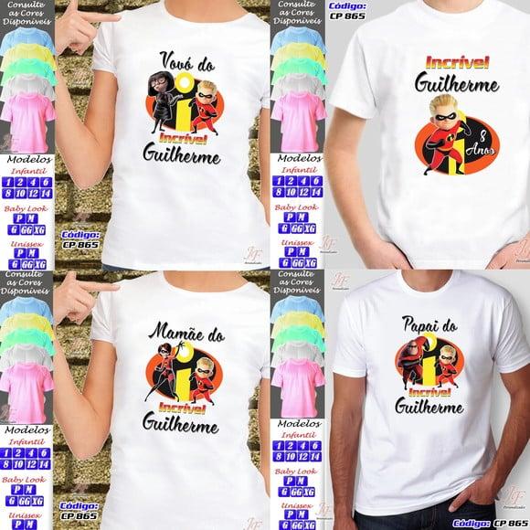01 Camiseta Adulto Infantil Personalizada Os Incríveis