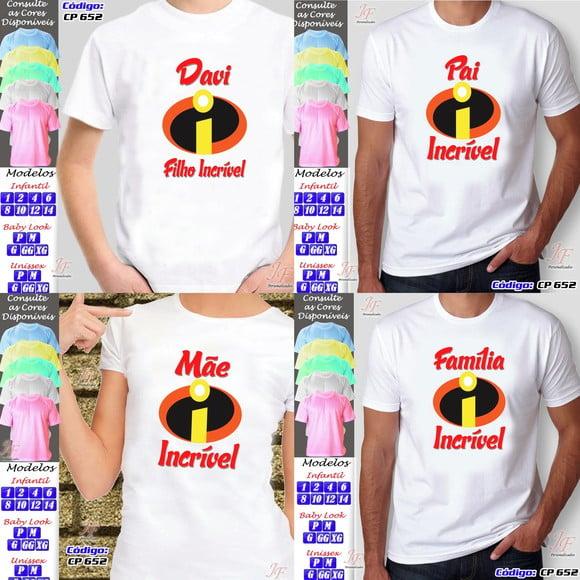 01 Camiseta Adulto Infantil Personalizada Os Incríveis