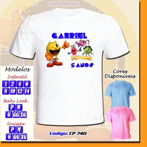 01 Camiseta Adulto Infantil Personalizada PacMan