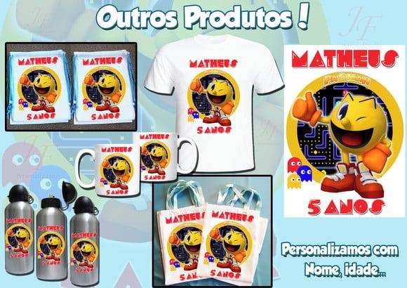 01 Camiseta Adulto Infantil Personalizada PacMan