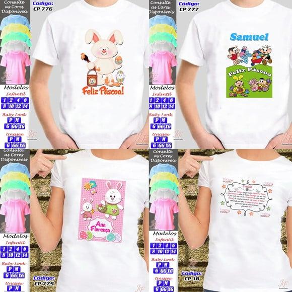 01 Camiseta Adulto Infantil Personalizada Páscoa