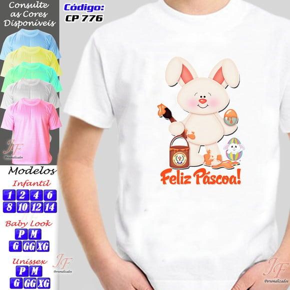 01 Camiseta Adulto Infantil Personalizada Páscoa