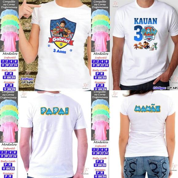 01 Camiseta Adulto Infantil Personalizada Patrulha Canina