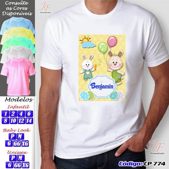 01 Camiseta Adulto Infantil Personalizada Páscoa