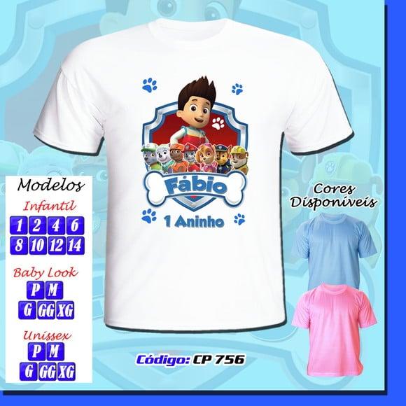01 Camiseta Adulto Infantil Personalizada Patrulha Canina